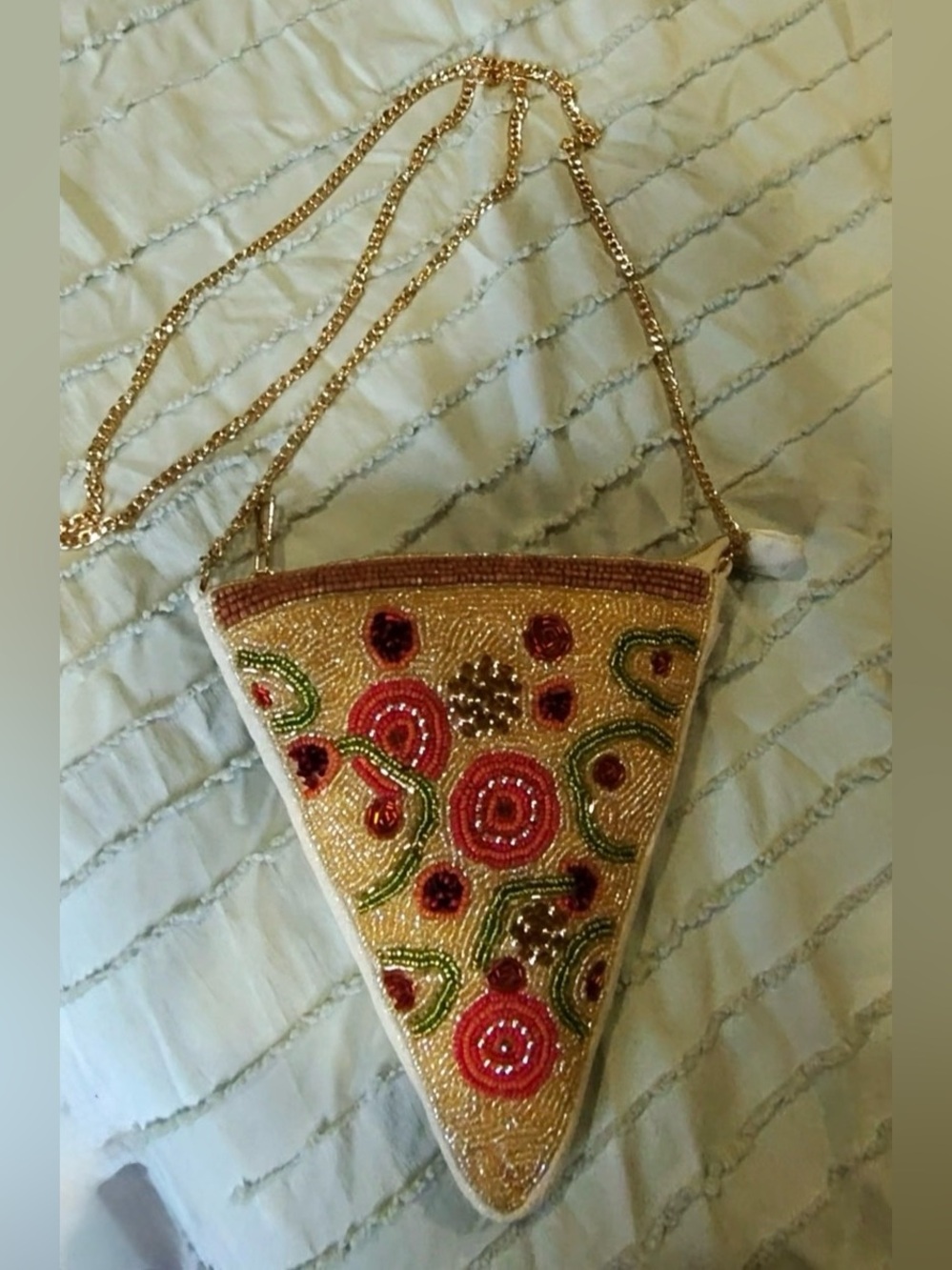 Handmade in India Pizza slice beaded purse